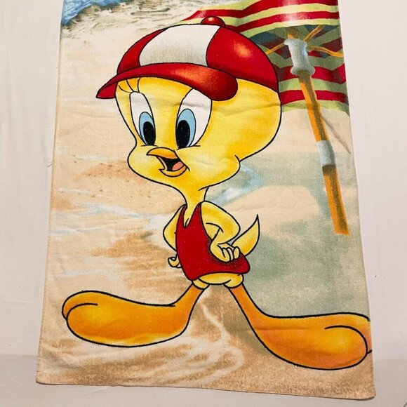 Vintage Tweety Bird Beach Towel 56.5 x 29.5 Inch Flaws - Picture 2 of 16